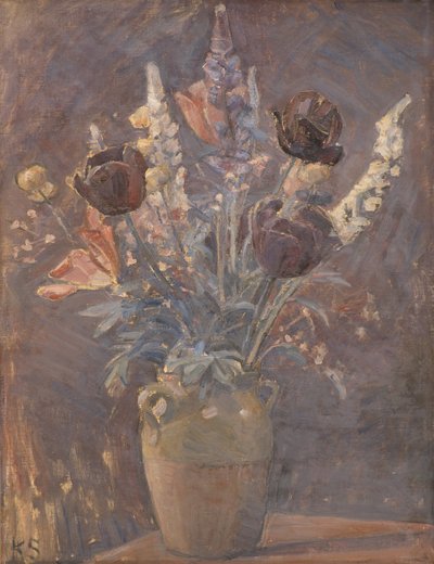 Vase en terre cuite avec des tulipes et d