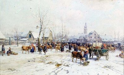 Un marché aux bestiaux en hiver - Karl Stuhlmuller