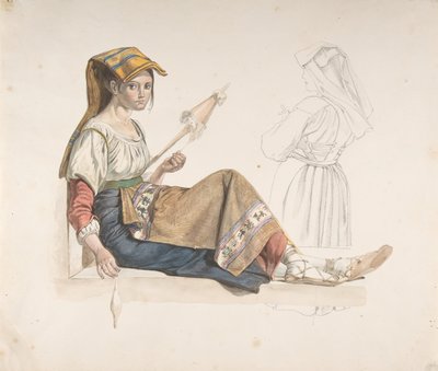 Femme napolitaine (recto), étude pour un intérieur (verso), fin XVIIIe-XIXe siècle - Karl Wilhelm Freiherr von Heideck