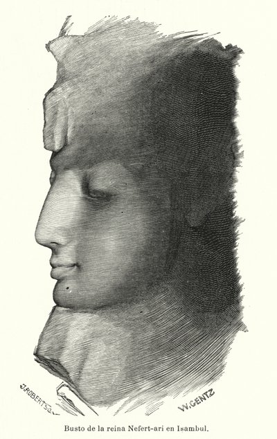 Buste de la reine égyptienne antique Néfertari, épouse de Ramsès le Grand, Abou Simbel - Karl Wilhelm Gentz
