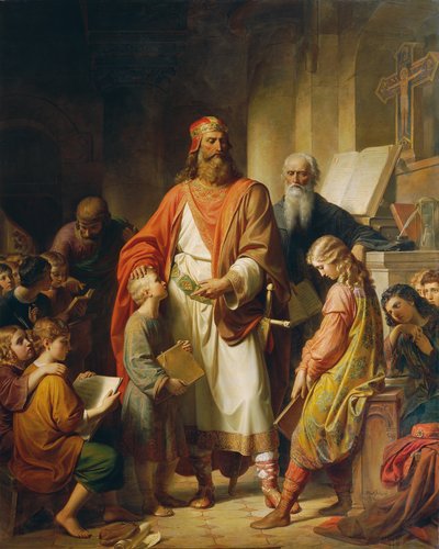 Charlemagne gronde les mauvais élèves, 1855 - Karl von Blaas