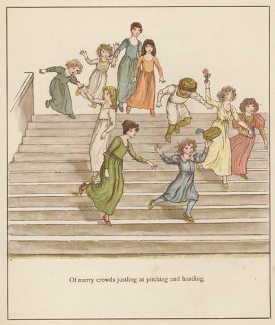 Illustration de Kate Greenaway pour Le Joueur de Flûte de Hamelin par Robert Browning (lithographie en couleur) - Kate (after) Greenaway