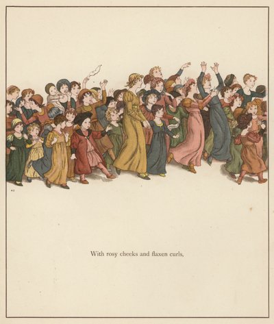 Illustration de Kate Greenaway pour Le Joueur de Flûte de Hamelin par Robert Browning (lithographie en couleur) - Kate (after) Greenaway