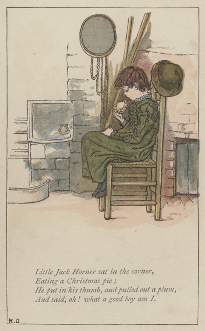 Petit Jack Horner assis dans le coin (lithographie en couleur) - Kate (after) Greenaway