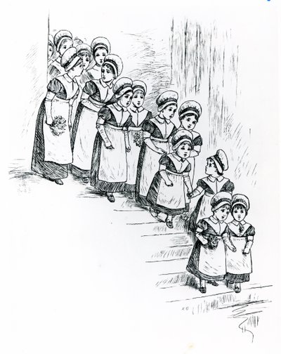 Enfants de la charité, c.1880 (gravure) - Kate Greenaway