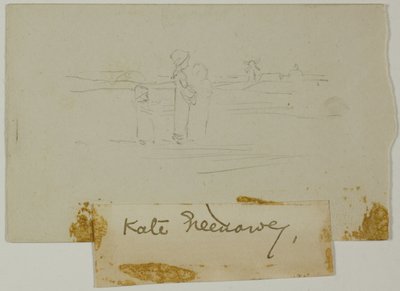 Trois figures dans un paysage avec un moulin à vent - Kate Greenaway