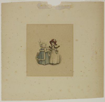 Deux petites filles en manteaux bordés de fourrure - Kate Greenaway