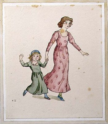 Deux petites filles en robes de fête - Kate Greenaway