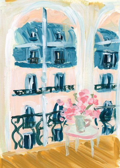 Peinture acrylique représentant un appartement à Paris - Katharina Puritscher