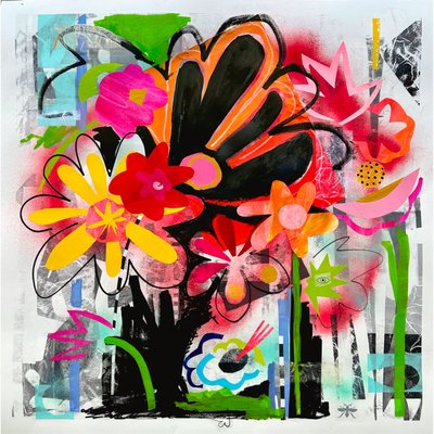 midnight garden, 2025 (technique mixte sur papier) - Kathy Dunaway