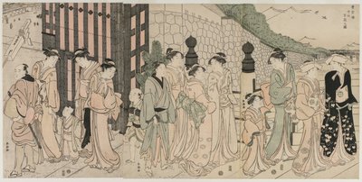 Mille automnes, dix mille ans sur le pont Tokiwa - Katsukawa Shuncho