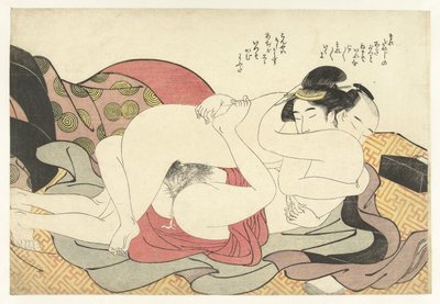 Couple amoureux en étreinte intime - Katsukawa Shuncho