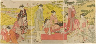 Pique-nique à Hagidera - Katsukawa Shuncho