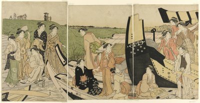 Bateaux de plaisance à un débarcadère - Katsukawa Shuncho