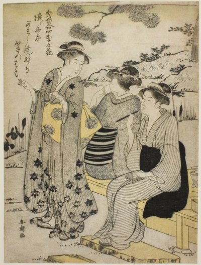 Iris à oreilles de lapin en automne, de la série "Odes les plus choisies sur les fleurs des quatre saisons (Shuku awase, shiki no hana)" - Katsukawa Shuncho