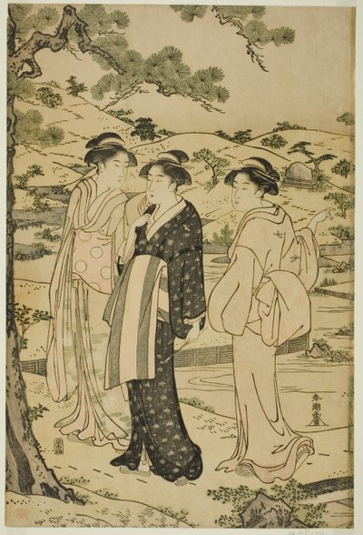 Femmes visitant un sanctuaire Inari - Katsukawa Shuncho