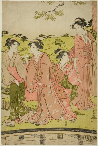 Femmes visitant un sanctuaire Inari - Katsukawa Shuncho