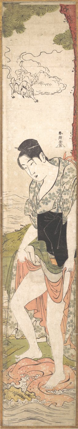 Jeune femme lavant des vêtements dans la rivière, fin XVIIIe-début XIXe siècle - Katsukawa Shuncho