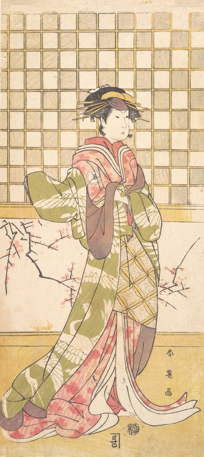 Un acteur du clan Iwai en femme - Katsukawa Shun