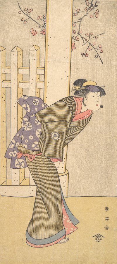 Le quatrième Iwai Hanshiro en femme sous un torii, vers 1791 - Katsukawa Shun