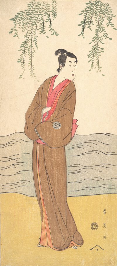 Le troisième Segawa Kikunojo en tant que Hisamatsu debout sur la rive, vers 1795 - Katsukawa Shun