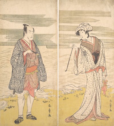 Deux acteurs : le quatrième Matsumoto Koshiro en homme vêtu d