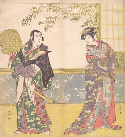 Acteurs de Kabuki Sawamura Sojuro III et Sanogawa Ichimatsu III dans Un miroir de courtisane, 1788 - Katsukawa Shunko