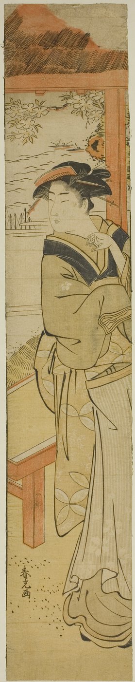 Serveuse dans un salon de thé au bord de la mer - Katsukawa Shunko