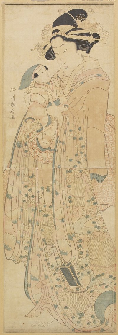 (Femme tenant une poupée), fin 18e-début 19e siècle - Katsukawa Shunsen