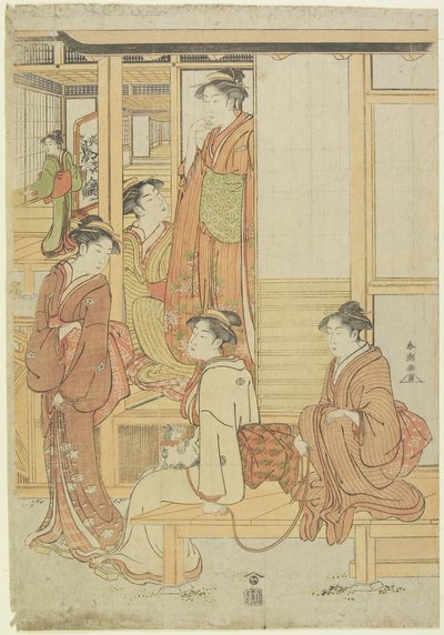 (Un groupe de dames sur une véranda), c. 1780-1795 - Katsukawa Shunsho