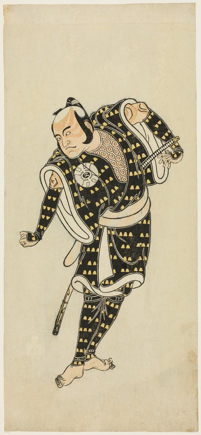 Acteur Bandô Matatarô IV comme Gempachibyôe dans « Flocons de Neige : Fleurs de Prunier Kaomise » (« Mutsu no hana ume no kaomise ») - Katsukawa Shunsho