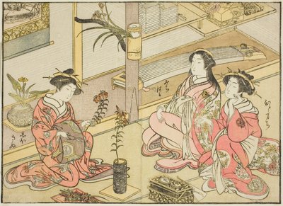 Courtisanes de Kadotsutaya, du livre "Miroir des belles femmes des quartiers de plaisir (Seiro bijin awase sugata kagami)," vol. 1 - Katsukawa Shunsho