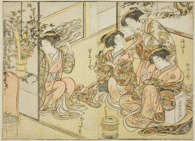 Courtisanes du Matsuneya, du livre "Miroir des belles femmes des quartiers de plaisir (Seiro bijin awase sugata kagami)," vol. 1 - Katsukawa Shunsho