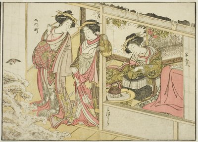 Courtisanes de Nakaomiya, du livre "Miroir des belles femmes des quartiers de plaisir (Seiro bijin awase sugata kagami)", vol. 2 - Katsukawa Shunsho