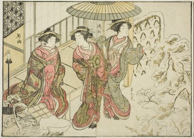 Courtisanes de Nakaomiya, du livre "Miroir des belles femmes des quartiers de plaisir (Seiro bijin awase sugata kagami)," vol. 2 - Katsukawa Shunsho