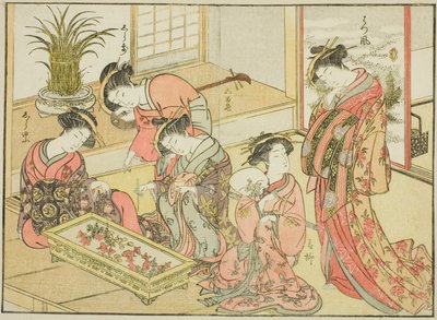 Courtisanes du Wakanaya, du livre "Miroir des belles femmes des quartiers de plaisir (Seiro bijin awase sugata kagami)," vol. 1 - Katsukawa Shunsho