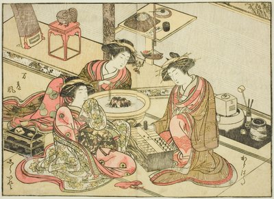 Courtisanes du Yamashiroya, du livre "Miroir des belles femmes des quartiers de plaisir (Seiro bijin awase sugata kagami)", vol. 2 - Katsukawa Shunsho