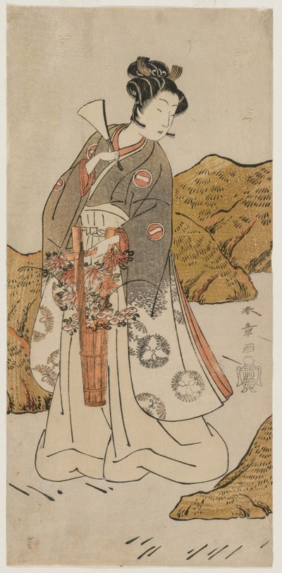 Ichikawa Monnosuke II en page de temple - Katsukawa Shunsho