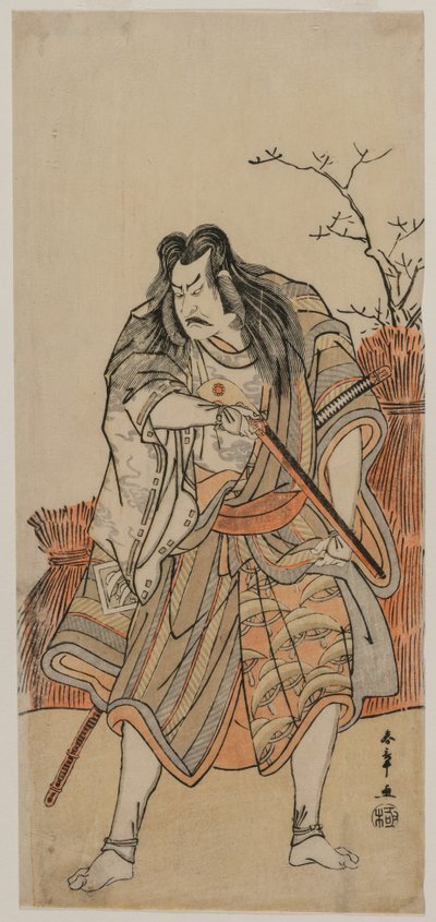 Nakajima Kanzaemon en seigneur déguisé en chasseur avec un fusil - Katsukawa Shunsho