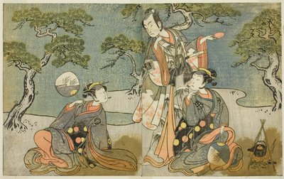 Les acteurs Nakamura Nakazo I en tant que Matsukaze (à droite), Ichikawa Komazo II en tant qu