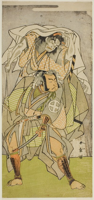 Les acteurs Otani Hiroji III en tant que Koga Saburo, et Ichimura Uzaemon IX en tant que le Diable de Kogakeyama, l