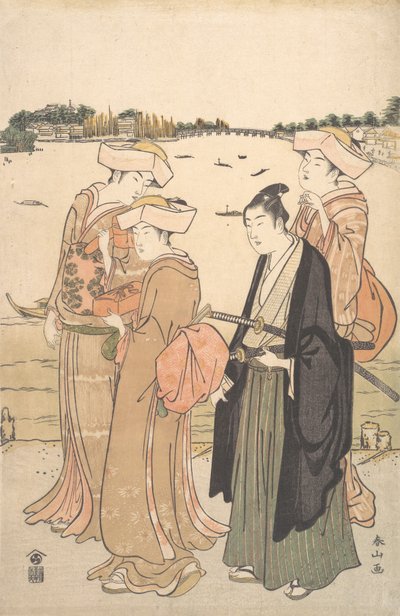 Un Jeune Samouraï et Trois Femmes, vers 1789 - Katsukawa Shunzan