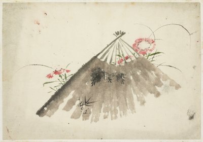 Éventail abandonné parmi les œillets - Katsushika (school of) Hokusai
