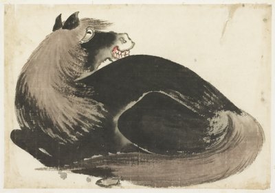 Cheval couché - Katsushika (school of) Hokusai