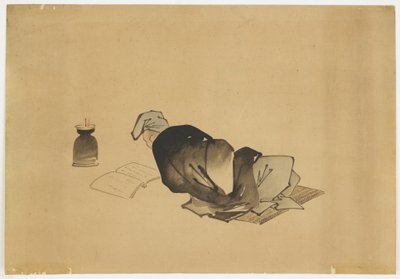Homme allongé lisant à la lumière d