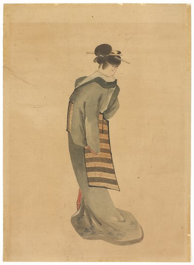 Beauté debout (vue de dos) - Katsushika (school of) Hokusai