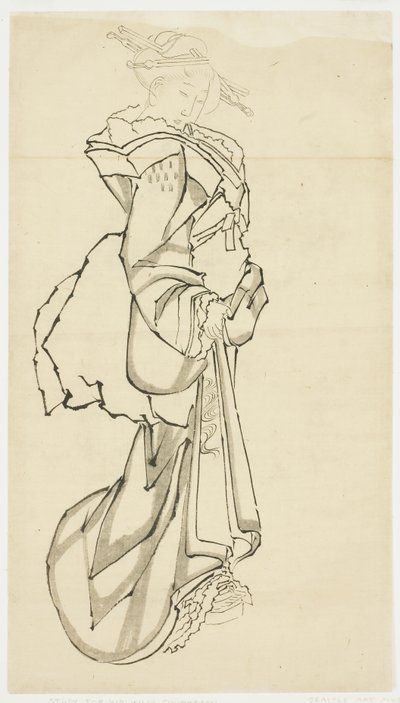 Courtisane marchant (étude), c.1815-1849 - Katsushika (school of) Hokusai