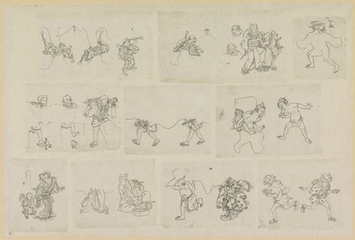 Onze différentes représentations de personnes - Katsushika Hokusai (possibly)