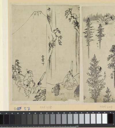 Cavalier avec suite et salutation du daimyo - Katsushika Hokusai (possibly)