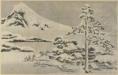 Village côtier sous la neige, 1814 - Katsushika Hokusai